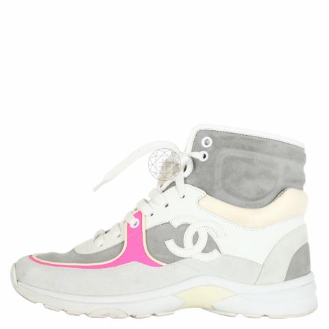 Pink chanel outlet high top sneakers